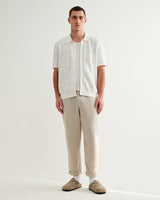 wax london men's Tellaro - Ecru Flower Jacquard Shirt