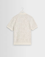wax london men's Tellaro - Ecru Flower Jacquard Shirt