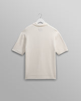 wax london men's Tellaro - Ecru Honeycomb Knitted Cotton Polo Shirt