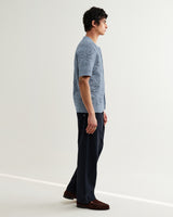 wax london men's Tellaro - Light Blue Flower Jacquard Shirt