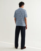 wax london men's Tellaro - Light Blue Flower Jacquard Shirt