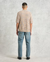 wax london men's Tellaro - Multicolour Twist Knitted Cotton Polo Shirt