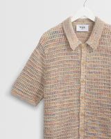 wax london men's Tellaro - Multicolour Twist Knitted Cotton Polo Shirt