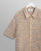 wax london men's Tellaro - Multicolour Twist Knitted Cotton Polo Shirt