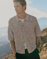 wax london men's Tellaro - Multicolour Twist Knitted Cotton Polo Shirt