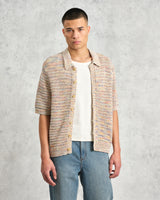 wax london men's Tellaro - Multicolour Twist Knitted Cotton Polo Shirt