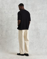 wax london men's Tellaro - Navy Honeycomb Knitted Cotton Polo Shirt