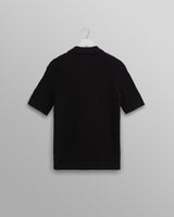 wax london men's Tellaro - Navy Honeycomb Knitted Cotton Polo Shirt