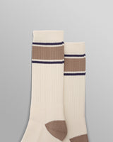 wax london men's Thorpe - Ecru And Beige Running Stripe Sports Sock