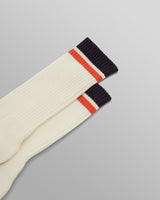 wax london men's Thorpe - Ecru And Navy Edge Stripe Socks