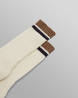 wax london men's Thorpe - Ecru And Taupe Edge Stripe Socks