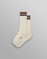 wax london men's Thorpe - Ecru And Taupe Edge Stripe Socks