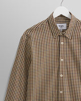 wax london men's Trin - Beige Check Cotton Shirt