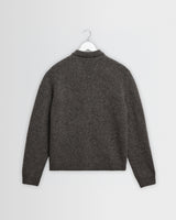 wax london men's Tristan - Charcoal Fluffy Long-Sleeve Knitted Polo