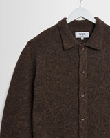 wax london men's Tristan - Chocolate Brown Fluffy Long-Sleeve Knitted Polo
