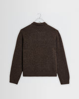 wax london men's Tristan - Chocolate Brown Fluffy Long-Sleeve Knitted Polo