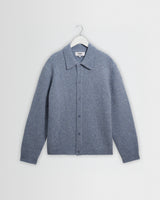 wax london men's Tristan - Light Blue Fluffy Long-Sleeve Knitted Polo