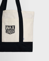 wax london men's Truman - Ecru And Navy Canvas Tote Bag