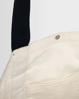 wax london men's Truman - Ecru And Navy Canvas Tote Bag