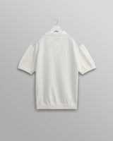 wax london men's Turin - Blue And Ecru Retro Stripe Knitted Cotton Polo