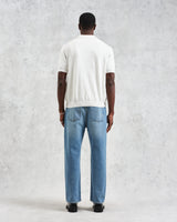 wax london men's Turin - Ecru Slub Knitted Cotton And Linen Polo