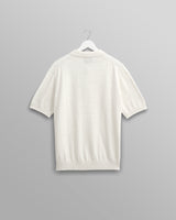 wax london men's Turin - Ecru Slub Knitted Cotton And Linen Polo
