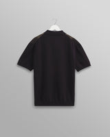 wax london men's Turin - Navy And Khaki Retro Stripe Knitted Cotton Polo