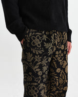 wax london men's Tyne - Black And Khaki Chenille Jacquard Trousers
