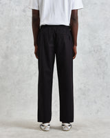 wax london men's Tyne - Black Linen Ripstop Trousers