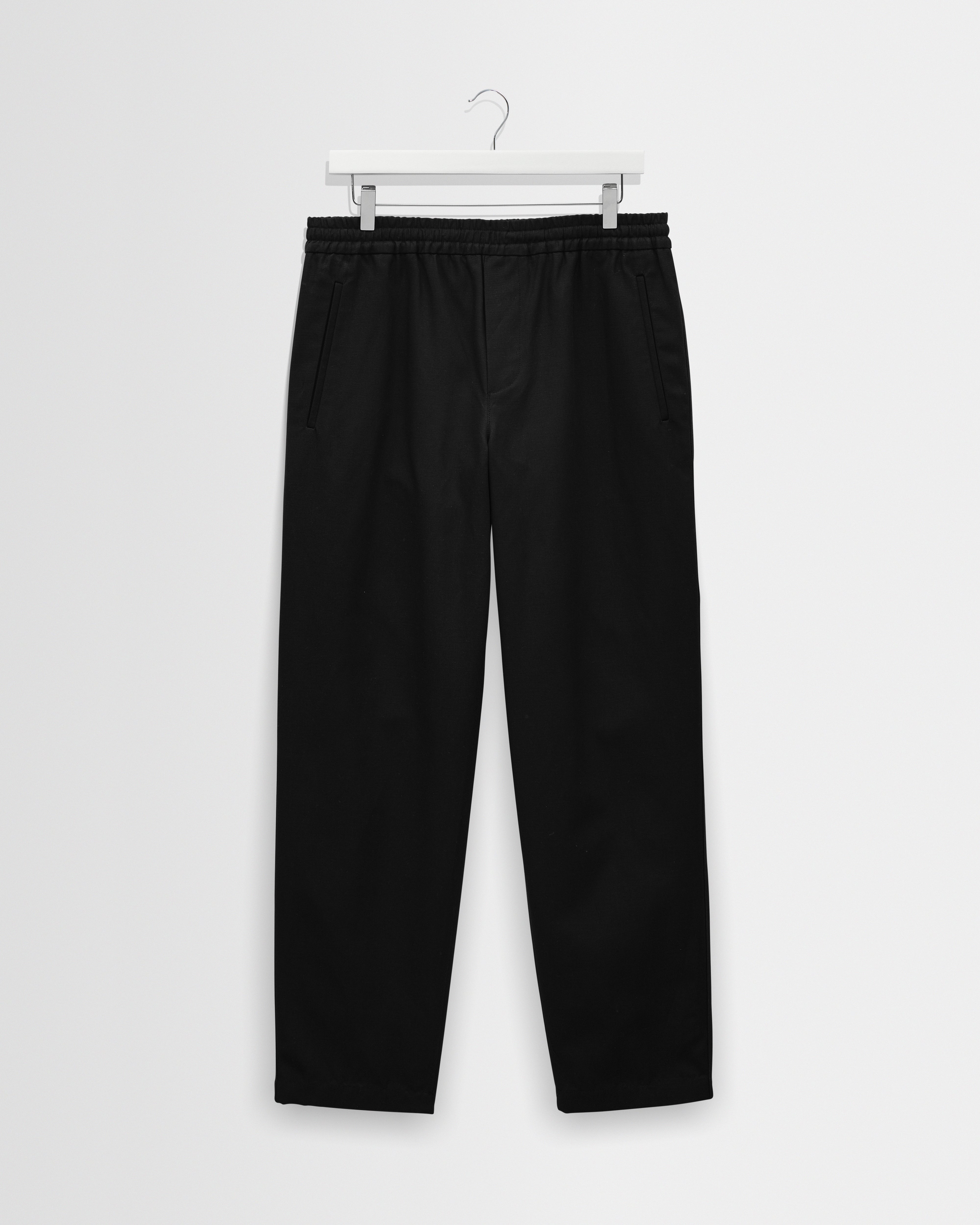 Tyne - Black Cotton Tencel Loose Fit Trousers | Wax London