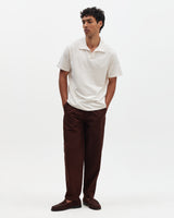 Tyne - Dark Brown Cotton Poplin Loose Fit Trousers