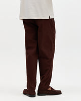 Tyne - Dark Brown Cotton Poplin Loose Fit Trousers