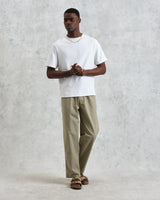 wax london men's Tyne - Light Khaki Linen Ripstop Trousers