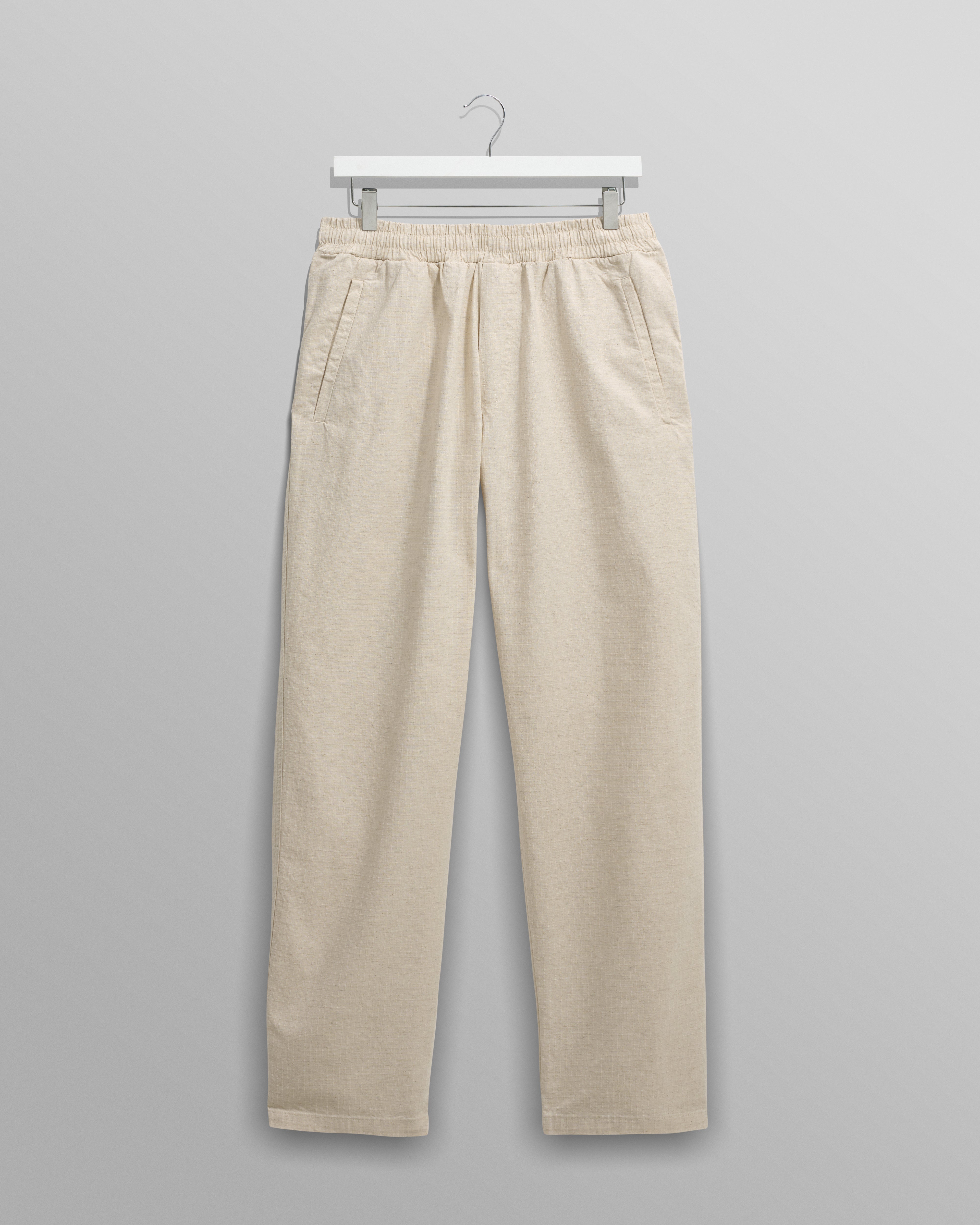 wax london men's Tyne - Natural Linen Ripstop Trousers