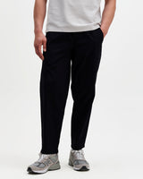Tyne - Navy Cotton Poplin Loose Fit Trousers