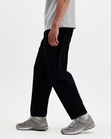 Tyne - Navy Cotton Poplin Loose Fit Trousers