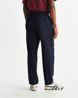 wax london men's Tyne - Navy Wool-Blend Trousers