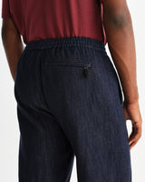 wax london men's Tyne - Navy Wool-Blend Trousers