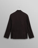 wax london men's Vigo - Dark Brown Double Breasted Wool Pinstripe Blazer