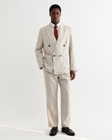 wax london men's Vigo - Natural Linen Double-Breasted Blazer