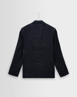 wax london men's Vigo - Navy Linen Double-Breasted Blazer