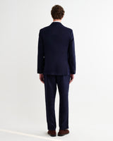 wax london men's Vigo - Navy Linen Double-Breasted Blazer