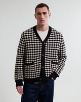 wax london men's Walker - Black And Ecru Bubble Knit Cardigan