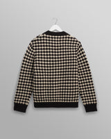 wax london men's Walker - Black And Ecru Bubble Knit Cardigan