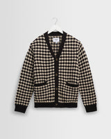 wax london men's Walker - Black And Ecru Bubble Knit Cardigan