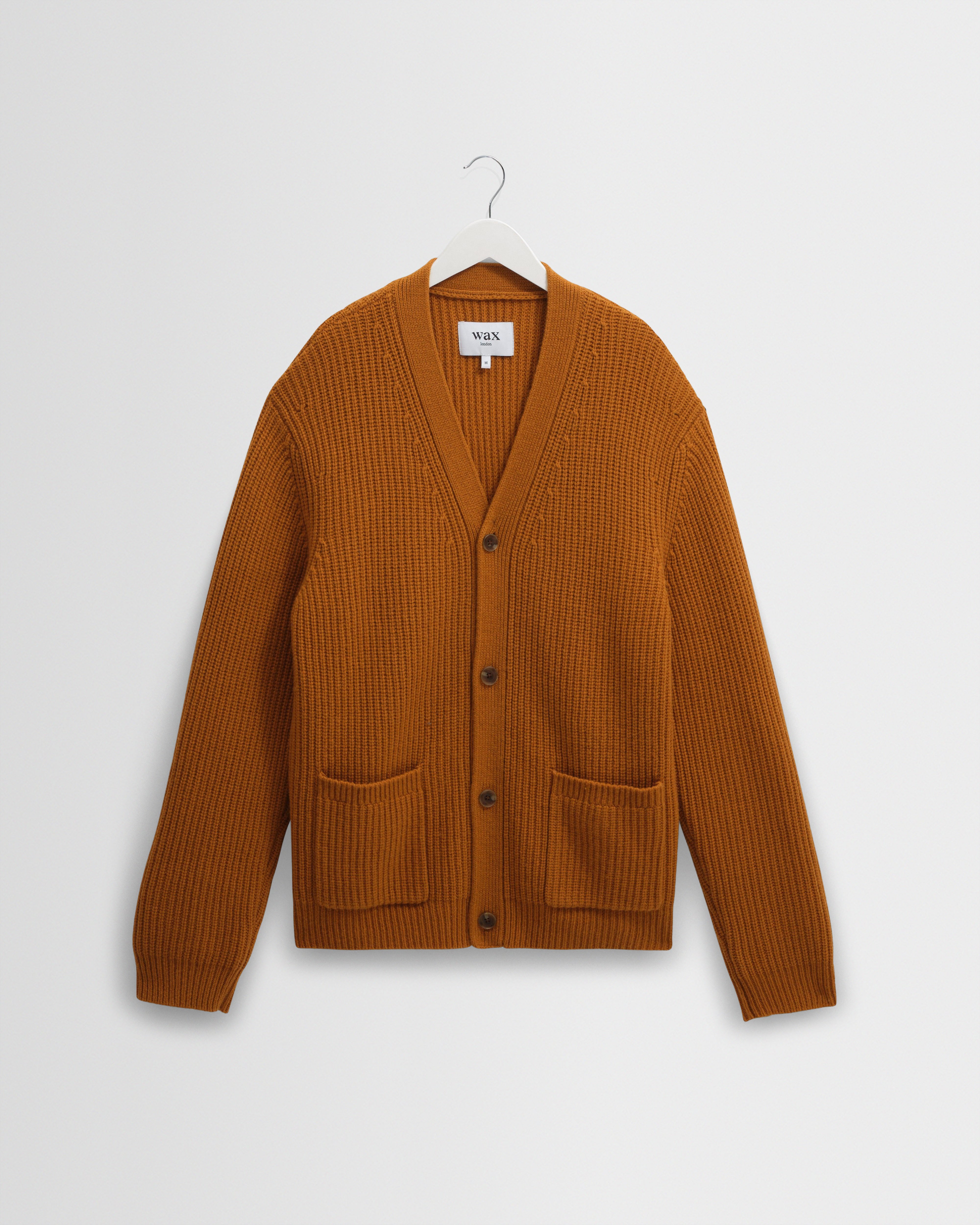 Men's Ochre Rib Stitch Knit Cardigan
