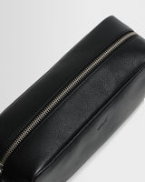 wax london men's Wells - Black Grain Leather Wash Bag