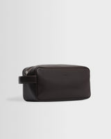 wax london men's Wells - Dark Brown Grain Leather Washbag