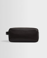 wax london men's Wells - Dark Brown Grain Leather Washbag