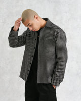 wax london men's Whiting - Black And Ecru Frome Overshirt